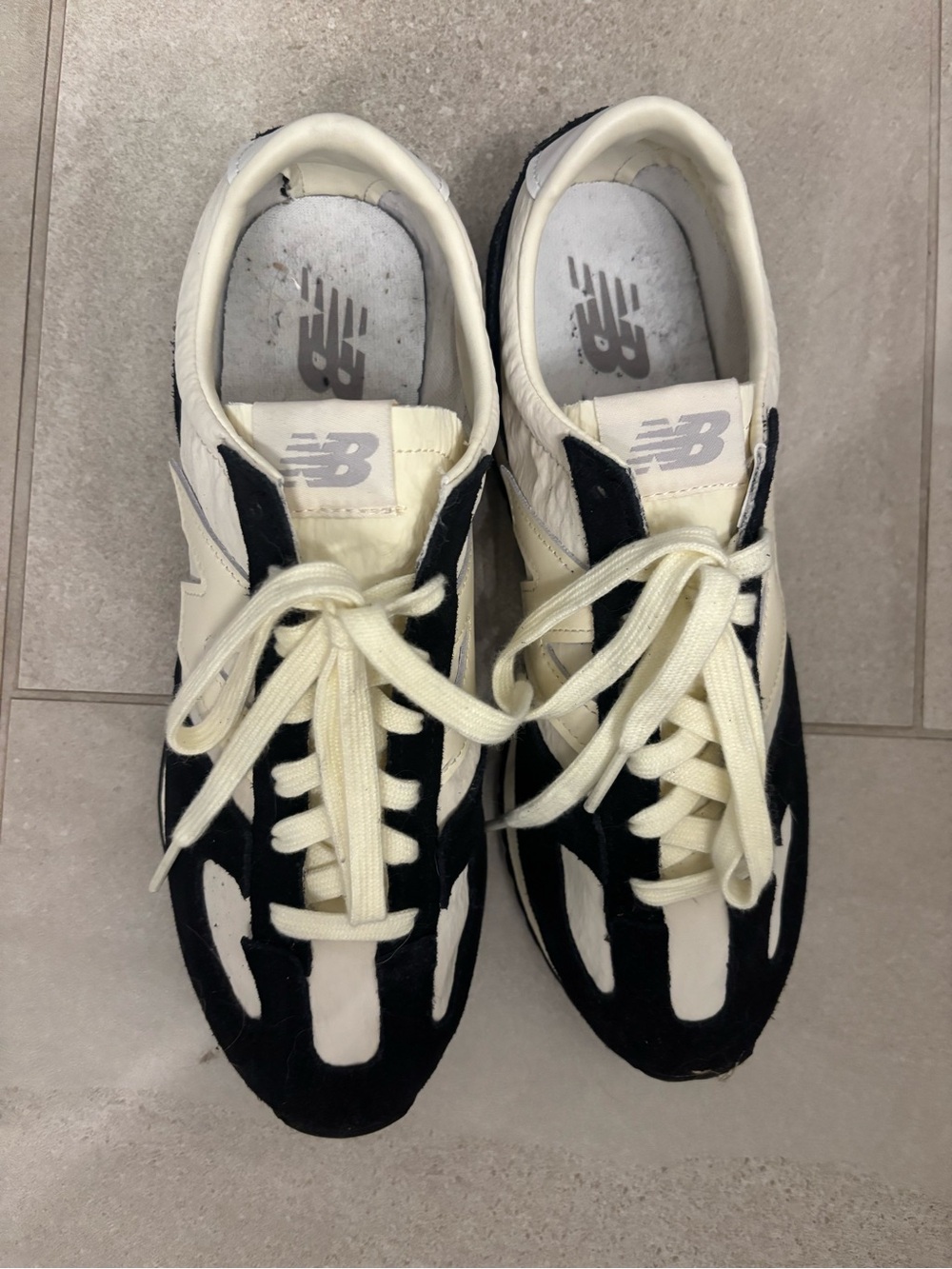 New Balance Black and Cream Retro Runner Sneakers